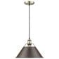 Golden Lighting Orwell 1-Light Wide Large Pendant with Rubbed Bronze Shade in Aged Brass, , large