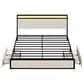 HOMLUX King 2-Drawer  Storage Bed with LED Headboard and USB Ports in Beige, , large