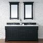 James Martin Vanities Brookfield 72" Double Bathroom Vanity in Antique Black with 3 cm White Zeus Quartz Top and Rectangular Sinks, , large