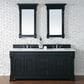 James Martin Vanities Brookfield 72" Double Bathroom Vanity in Antique Black with 3 cm White Zeus Quartz Top and Rectangular Sinks, , large