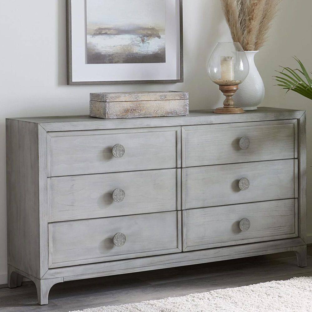 Urban Home Boho Chic 6-Drawer Dresser in Washed White, , large