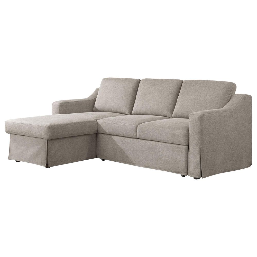 Lifestyle Solutions Haddington Stationary Convertible Sleeper Sofa with Chaise in Flax, , large