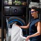 GE Profile 4.8 Cu. Ft. Ultra Fast Combo Washer/Dryer with 7" Pedestal in Slate, , large