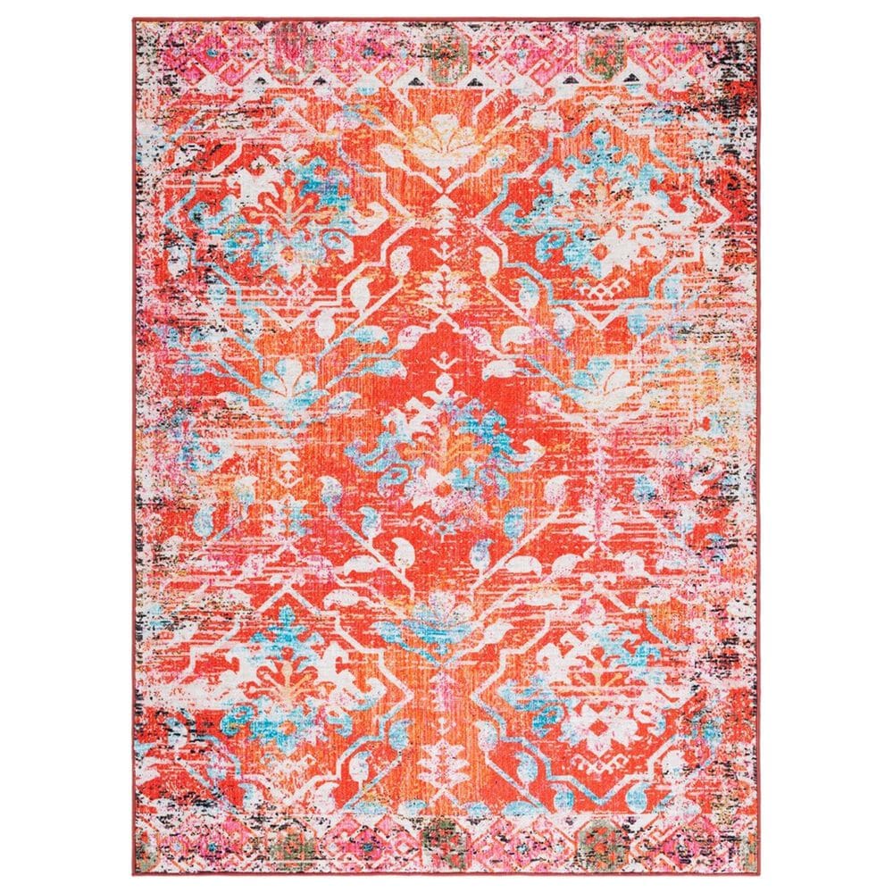 Safavieh Riviera 9" x 12" Orange and Light Blue Area Rug, , large