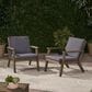 Hearth and Haven Outdoor Acacia Wood Chairs with Open Slatted Backrest and Water-Resistant Cushions in Dark Gray (Set of 2), , large