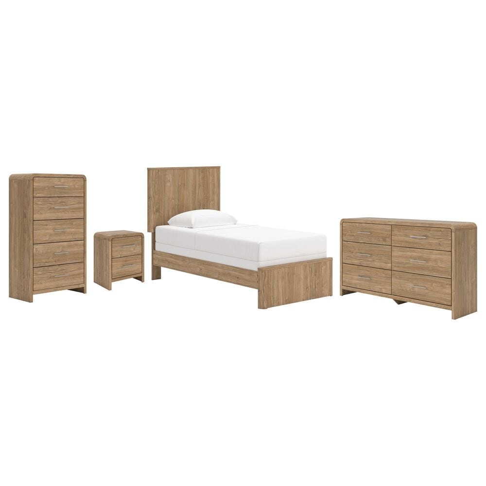 Ashley Gramburg 4 Piece Twin Panel Bedroom Set in Warm Brown, , large