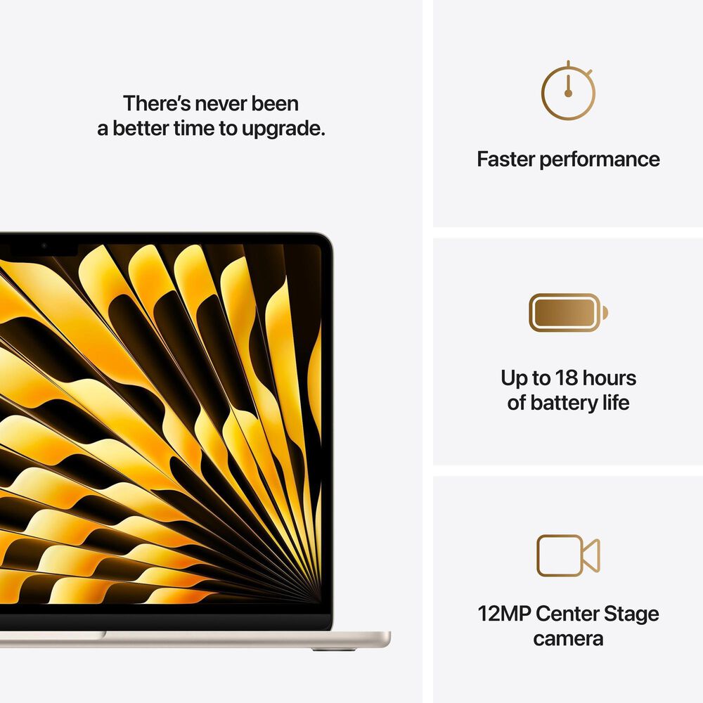 Apple MacBook Air 13.6&quot; Laptop - Apple M4 chip 10-core CPU - 24GB RAM - 10-core GPU - 512GB SSD in Starlight with 3-Year AppleCare+, , large