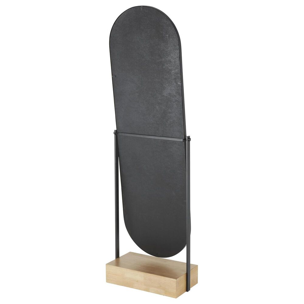 Maple and Jade 67" Oval Floor Mirror with Wood Base in Black and Brown, , large