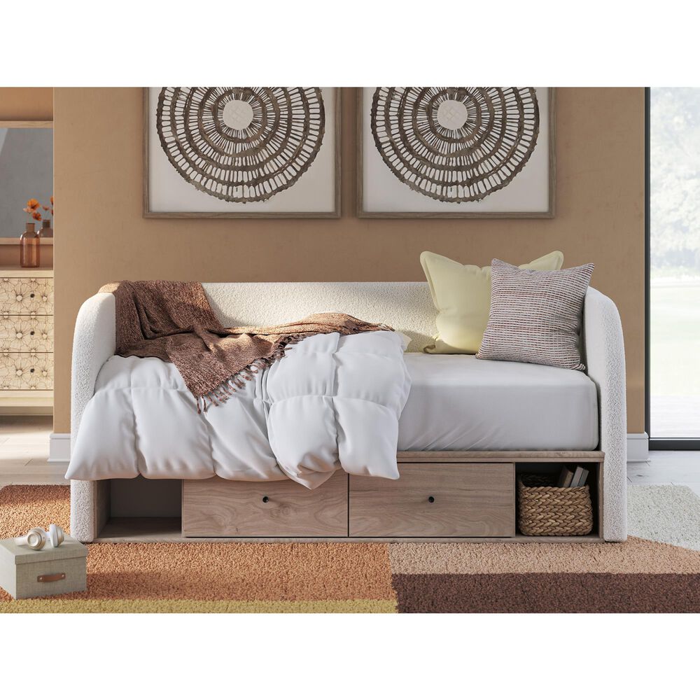 Ashley Arloster Twin Upholstered Day Bed with Storage in White, , large