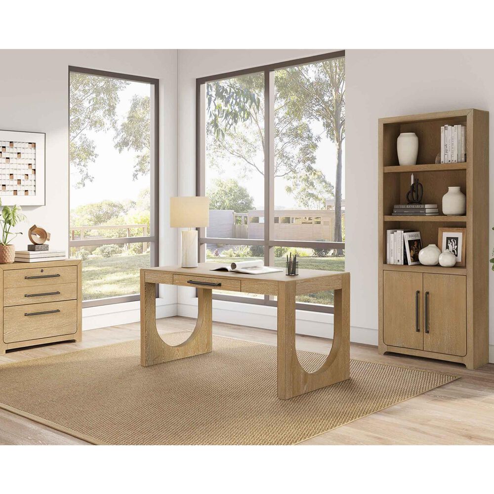 Wycliff Bay Canyon Drive 3-Piece Writing Desk with Bookcase and Lateral File Set in Natural Oak, , large