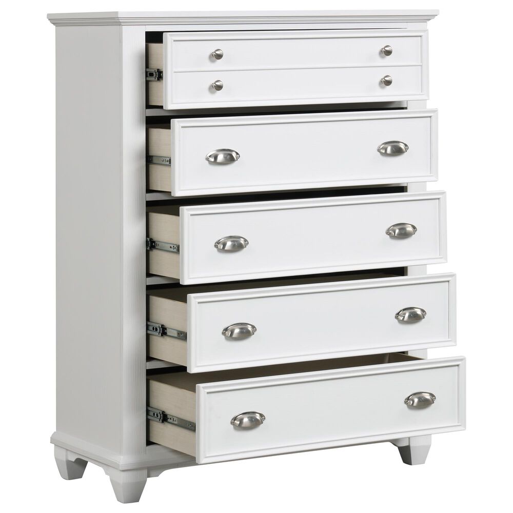 New Heritage Jamestown 5-Piece King Bedroom Set in White Brushed, , large