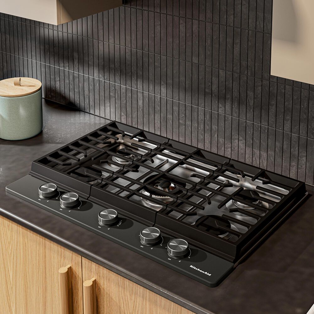 KitchenAid 30" Gas Cooktop with 5 Burners in Black Ore, , large