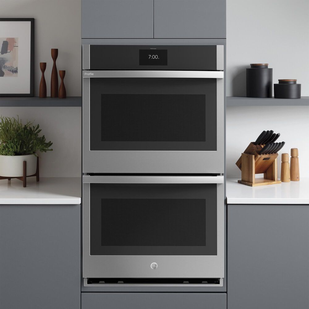GE Profile 2-Piece Kitchen Package with Stainless Steel 30" Smart Built-In Double Wall Oven and Black 30" Energy Star Induction Cooktop, , large