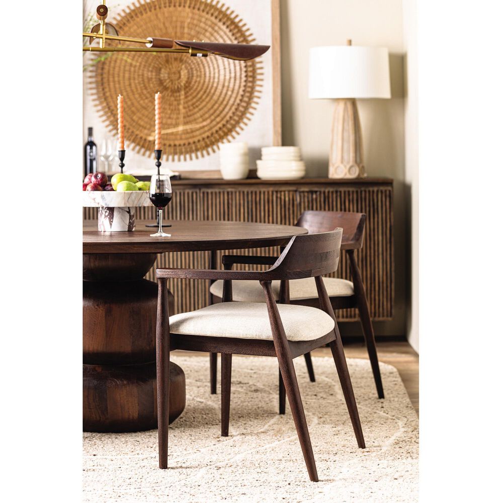 Home Trends &amp; Design Cambridge Upholstered Dining Arm Chair in Dark Walnut, , large