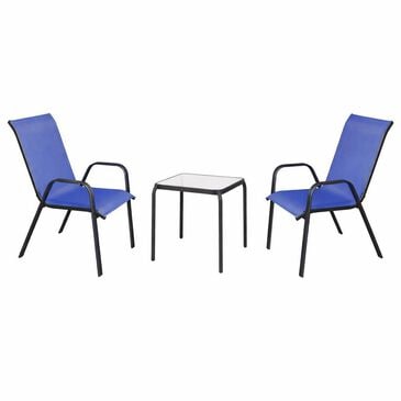 Redline Creation Inc. 3-Piece Patio Chat Set in Black and Navy Blue, , large