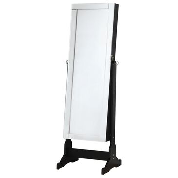 Pacific Landing Contemporary Jewelry Cheval Storage Mirror in Black, , large