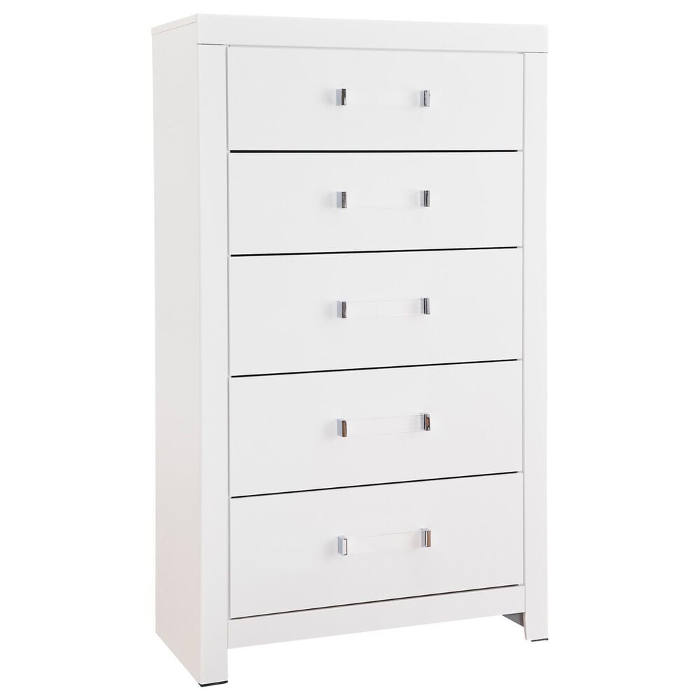 Ashley Maeling King Panel Bed with Dresser, Chest, and Two Nightstands in Matte White, , large