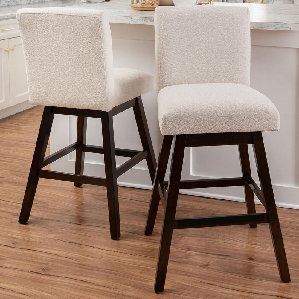 Linon Home Decor Cyrus Swivel Bar Stool in Brown (Set of 2), , large