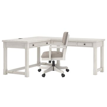 Ashley Robbinsdale 3-Piece L-Shape Desk and Chair Set in Antique White, , large