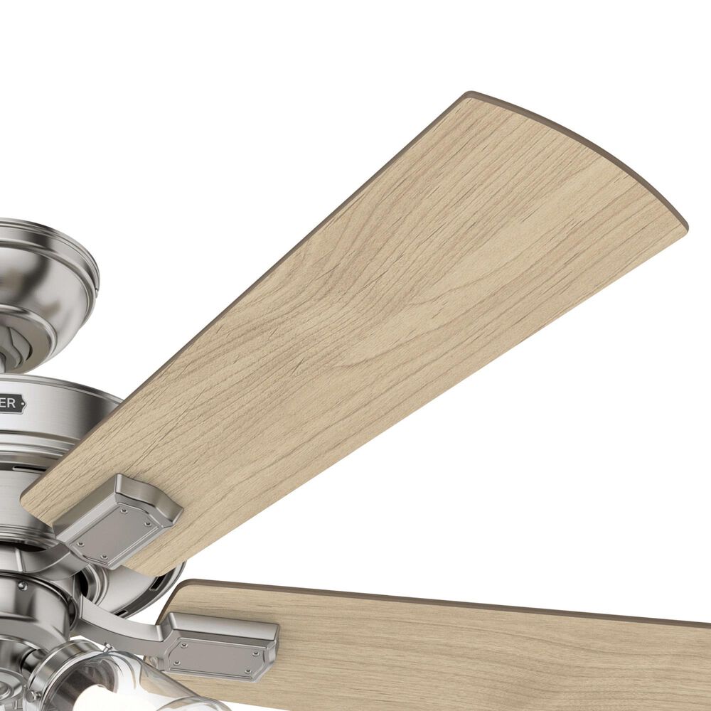 Hunter Crestfield 52&quot; Pull Chain Ceiling Fan with LED Lights in Brushed Nickel, , large