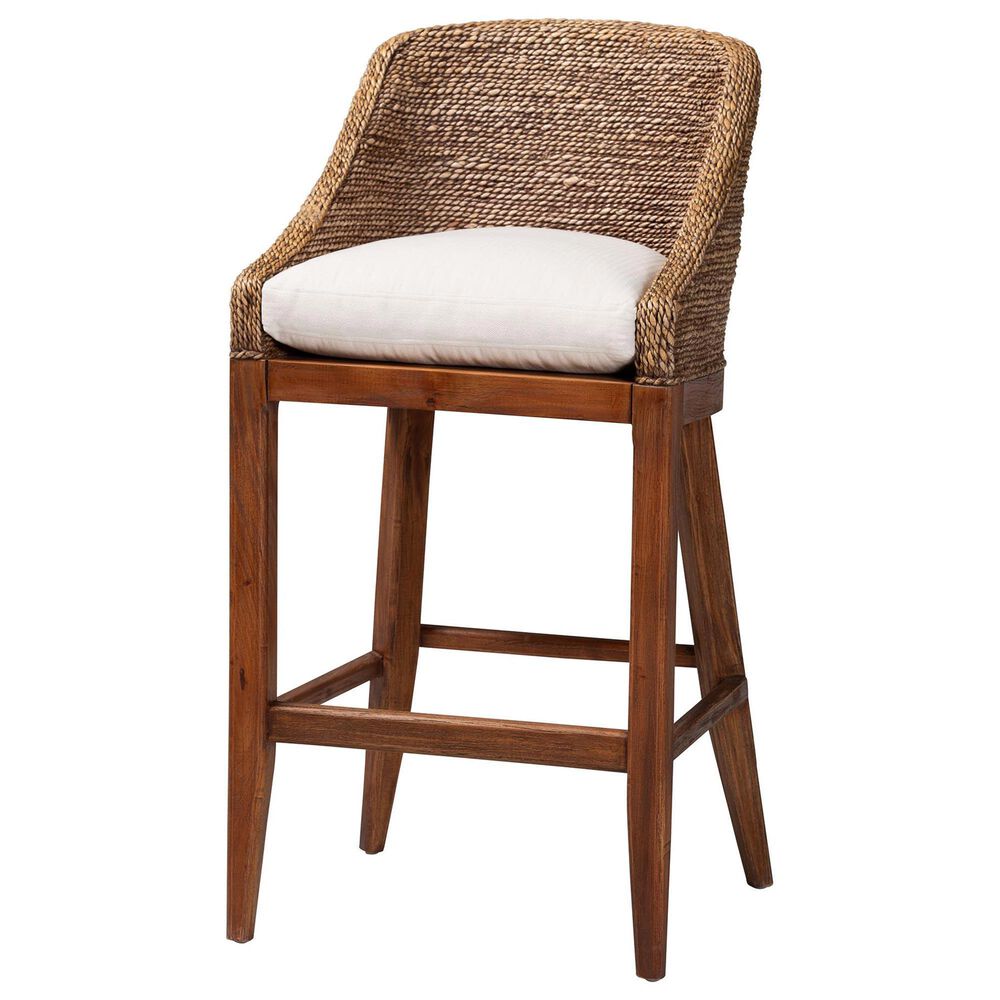 Baxton Studio Jasper Bar Stool in Brown Wash, , large