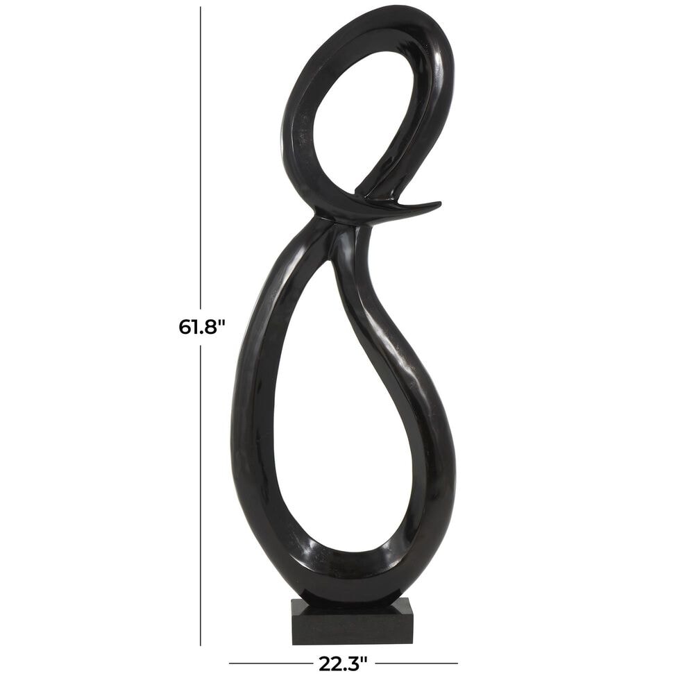 Maple and Jade Abstract Tall Looped Floor Decorative Sculpture with Base in Matte Black, , large