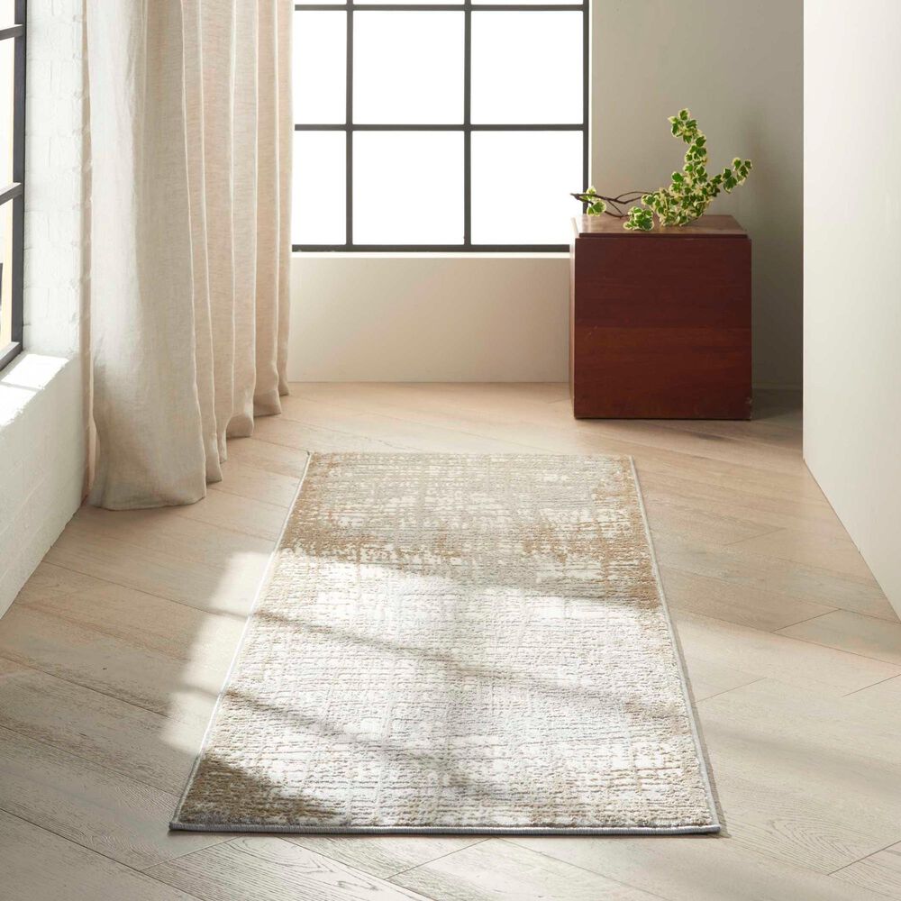 Nourison Rush 2&#39;3&quot; x 7&#39;3&quot; Ivory and Taupe Runner, , large