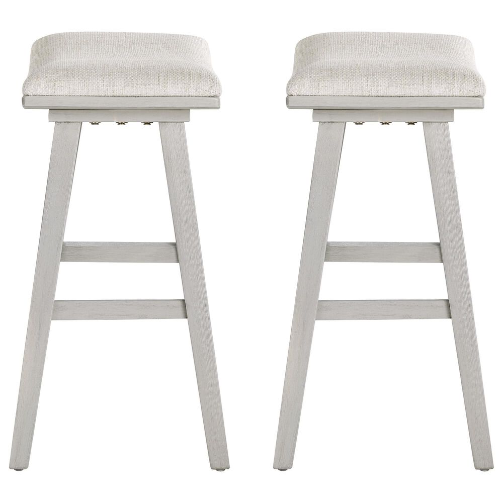 Valor Living Coley 24" Counter Stool with Linen Cushion Seat in White Wash (Set of 2), , large