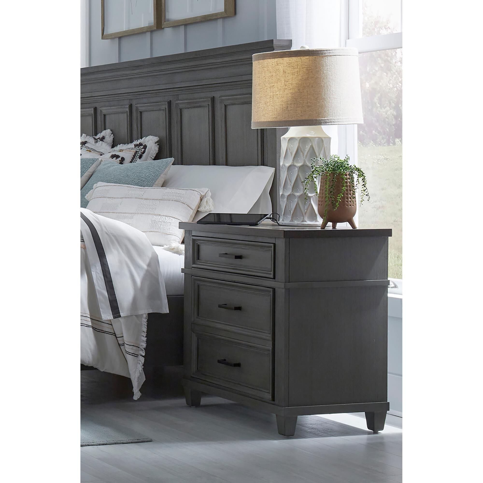 Riva Ridge Caraway 2-Drawer Traditional Nightstand in Slate Gray