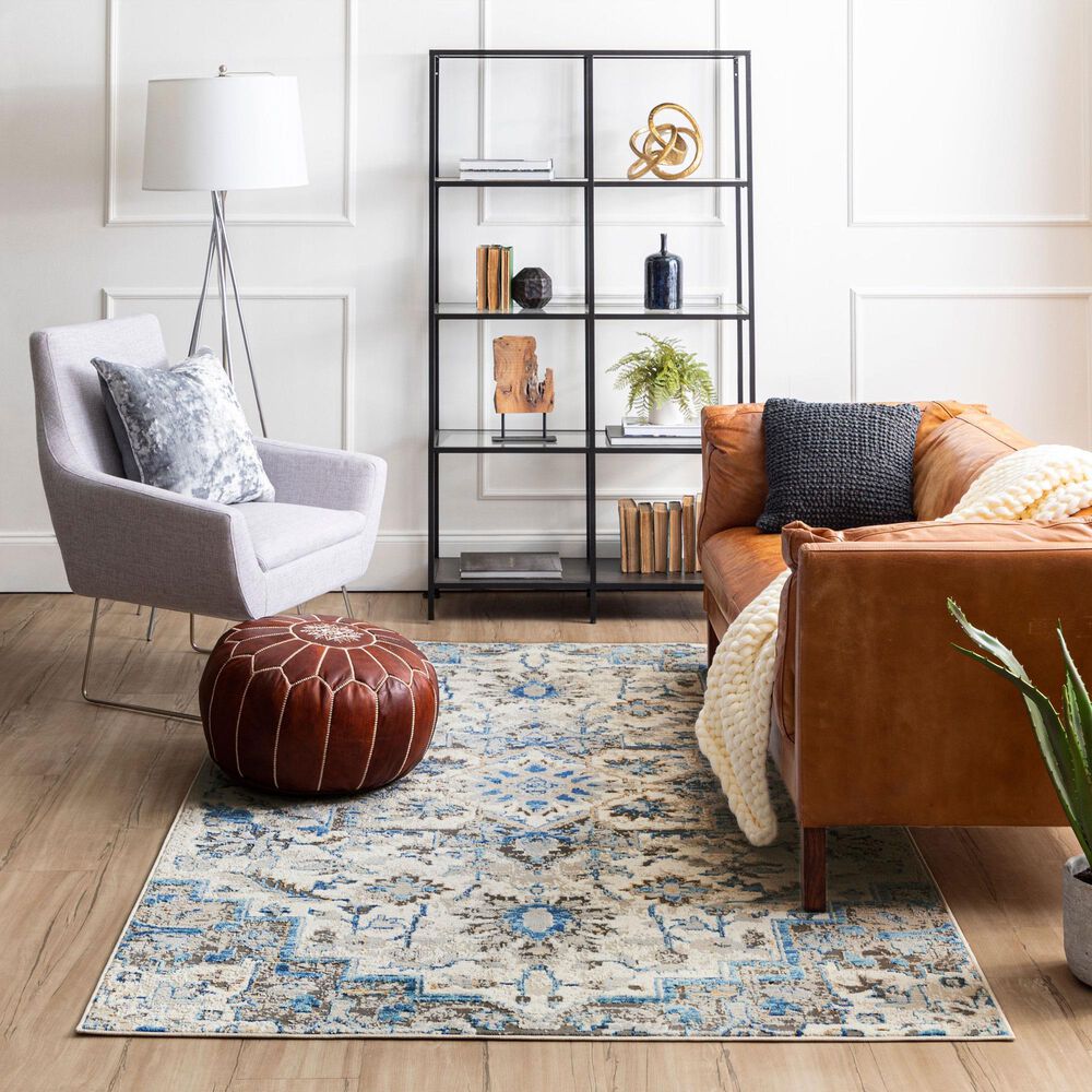 Karastan Cleo Copeland 5&#39;3&quot; x 8&#39; Blue Area Rug, , large