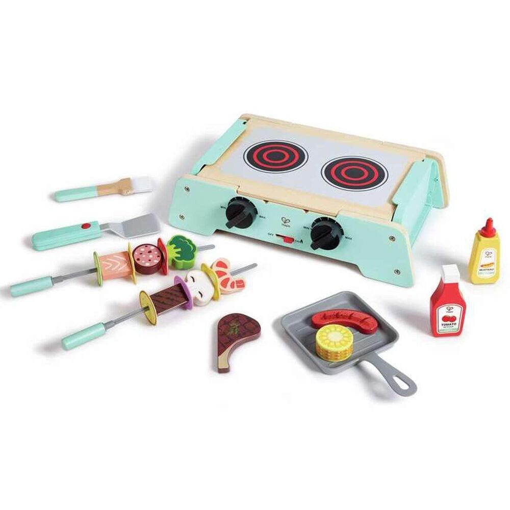 Hape Toys Sizzling Griddle and Grill BBQ Set in Blue and Pink, , large
