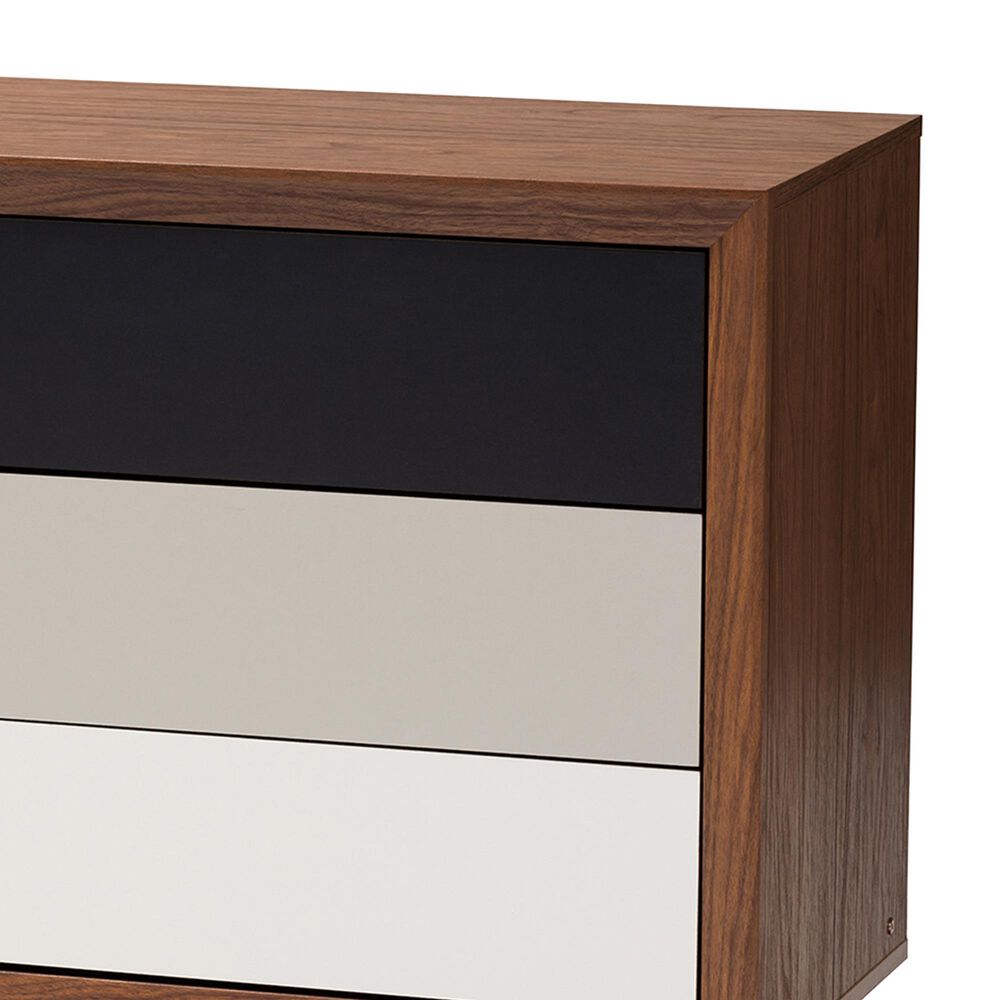 Baxton Studio Svante 6-Drawer Dresser in Walnut Brown, Dark Grey, Light Grey and White, , large