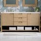 James Martin Vanities Solene 72" Double Bathroom Vanity in Seaside Oak with 3 cm White Arctic Fall Solid Surface Top and Rectangular Sinks, , large