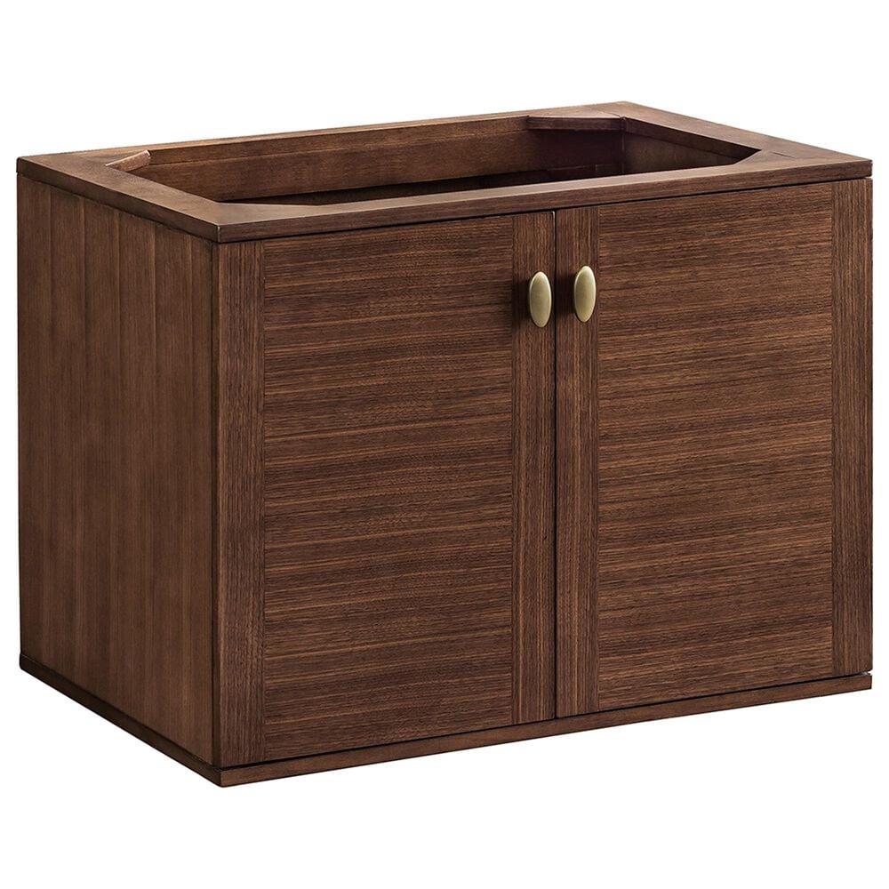 James Martin Vanities Amberly 30&quot; Single Bathroom Vanity in Mid-Century Walnut with Single Hole 3 cm White Zeus Quartz Top and Rectangular Sink, , large