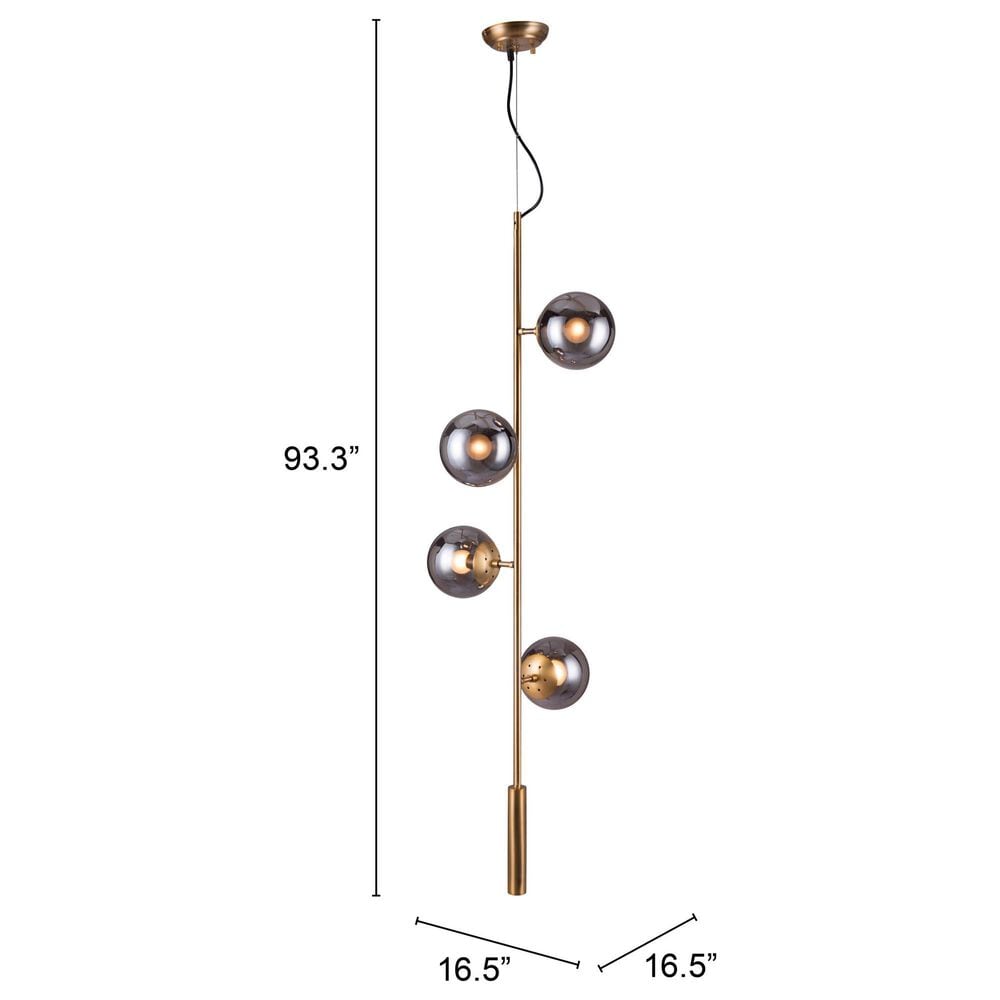 Zuo Modern Zatara Ceiling Lamp in Brass, , large
