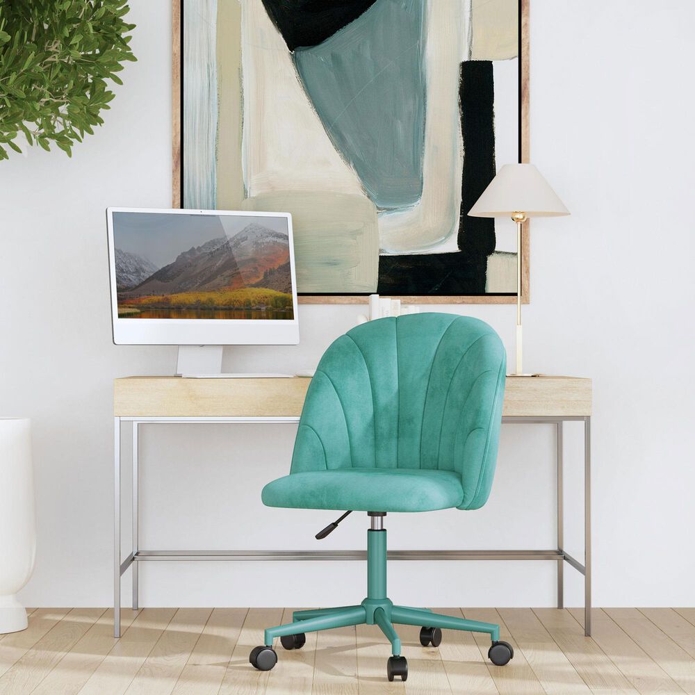 Linon Home Decor Adalynn Swivel Desk Chair in Aqua, , large