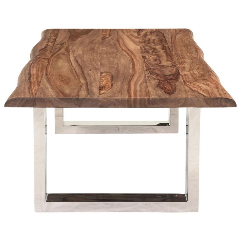 Linden Boulevard Brownstone Cocktail Table in Chrome and Brown, , large