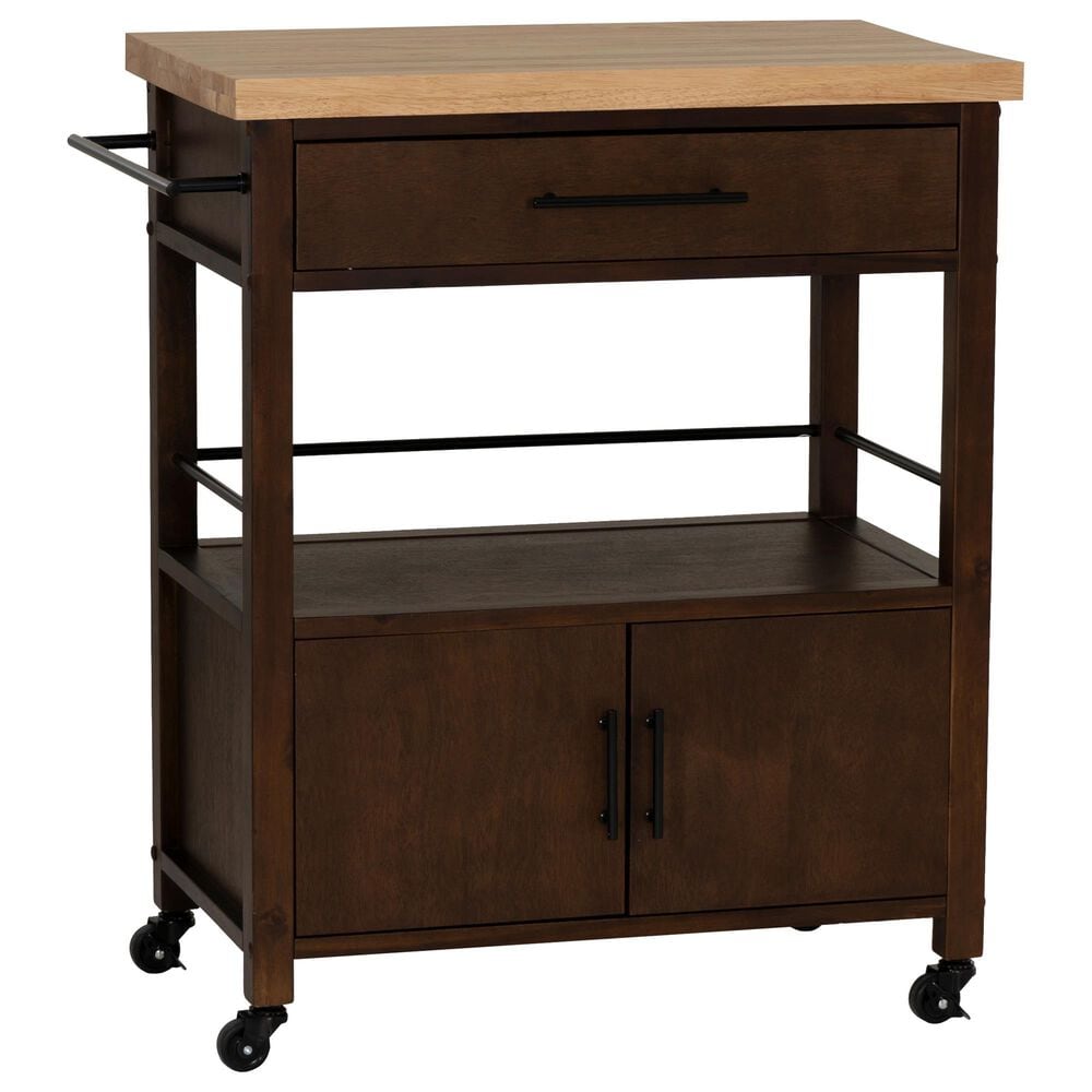 Linon Home Decor Lennix Kitchen Cart in Brown and Natural, , large