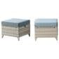 Sunwell Garden Outdoor Ottoman with Grayish White Rattan in Baby Blue (Set of 2), , large