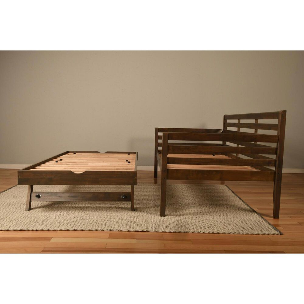 Kodiak Boho Daybed with Pop Up Trundle and Two Mattresses in Rustic Walnut, , large