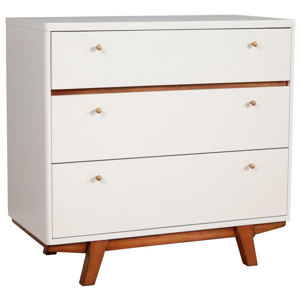 Alpine Furniture Dakota 3Drawer Chest in White and Acorn Nebraska