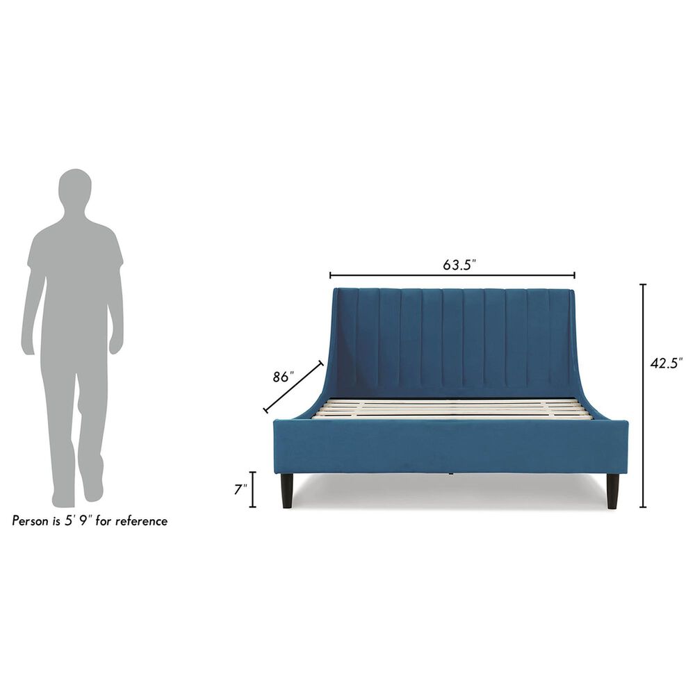 Jennifer Taylor Home Aspen Queen Upholstered Platform Bed in Satin Teal, , large