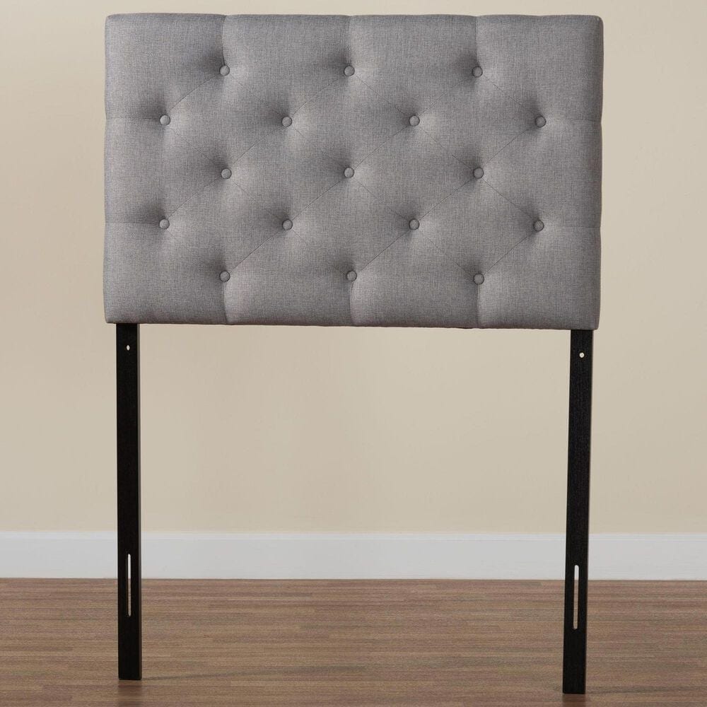 Baxton Studio Viviana Twin Upholstered Panel Headboard in Grey, , large
