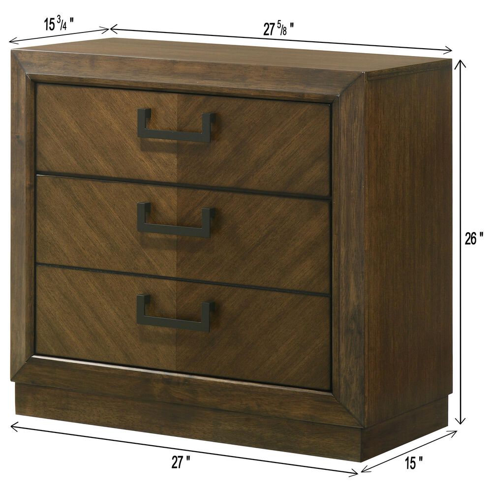 Crown Mark Lakecrest 3 Drawer Nightstand in Brown, , large