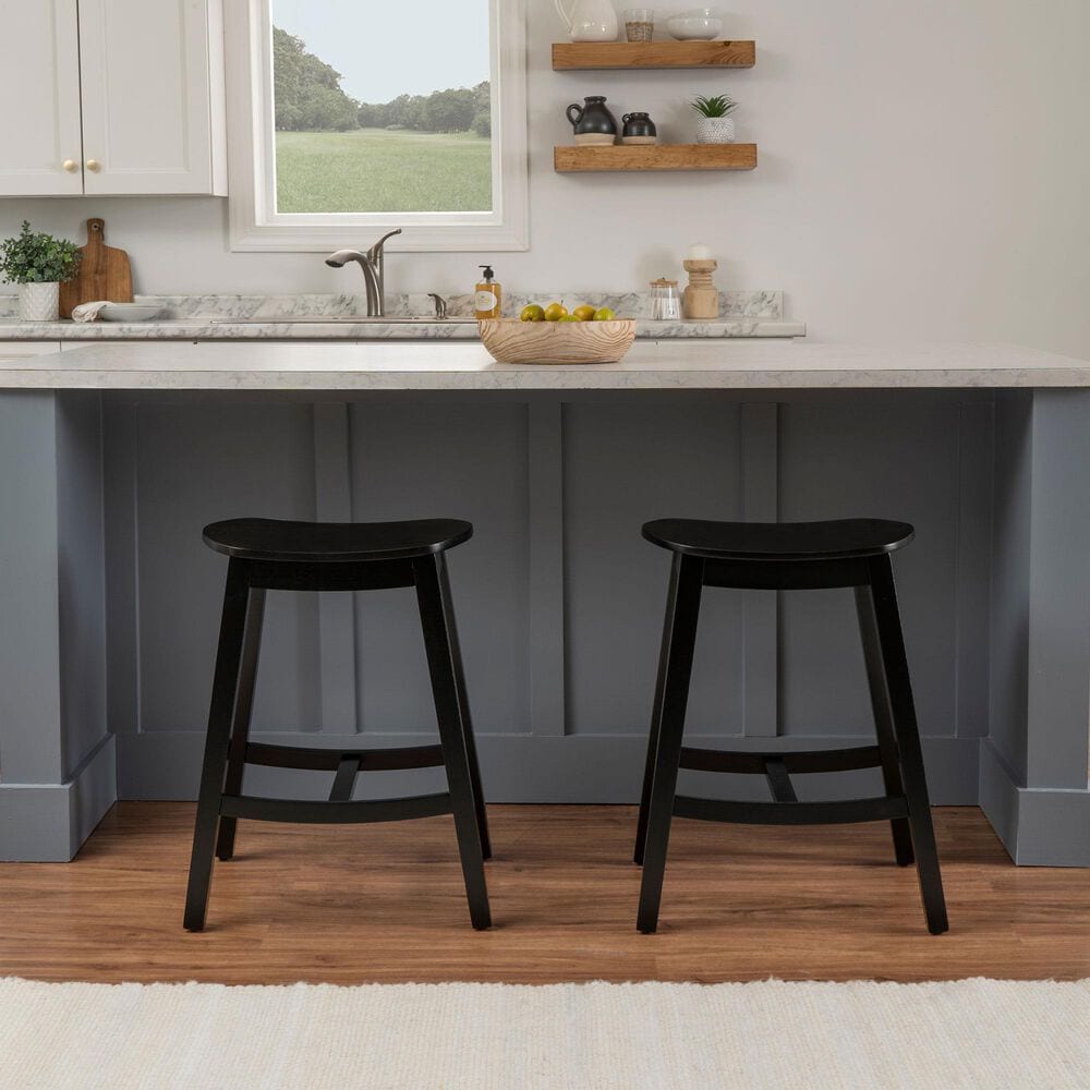 Linon Home Decor Culver Counter Stool in Black (Set of 2), , large