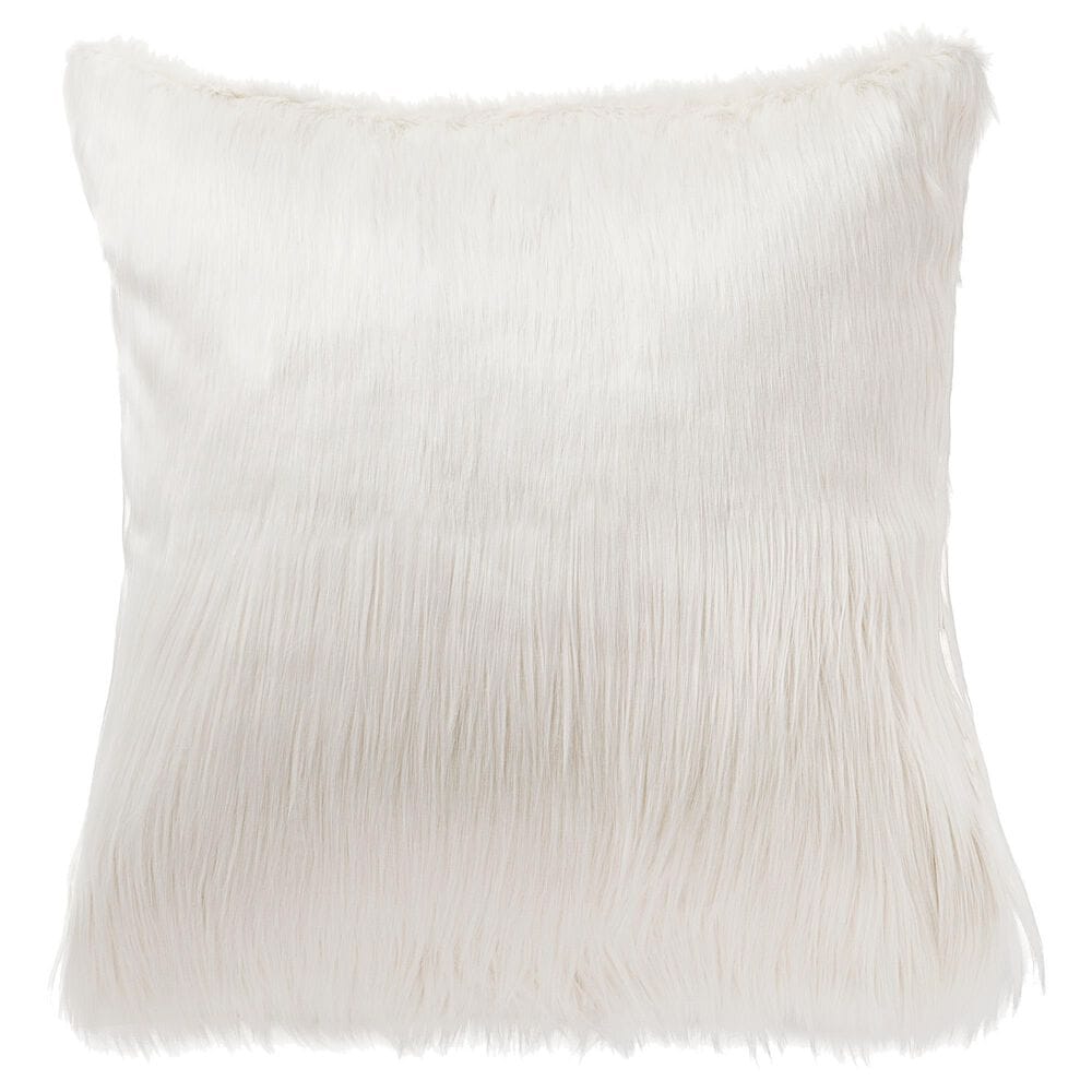 BCP Home Highline Driftwood 18" x 18" Faux Fur Pillow in Ivory, , large