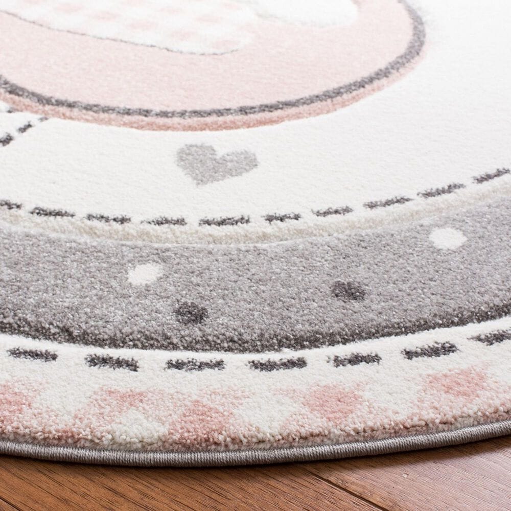 Safavieh Carousel CRK154 4&#39; Round Pink and Ivory Kids  Area Rug, , large