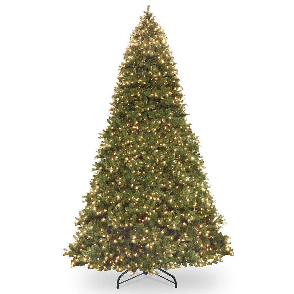 National Tree 14" Feel Real Downswept Douglas Fir Hinged Tree with 1600 Dual Color LED Lights, , large