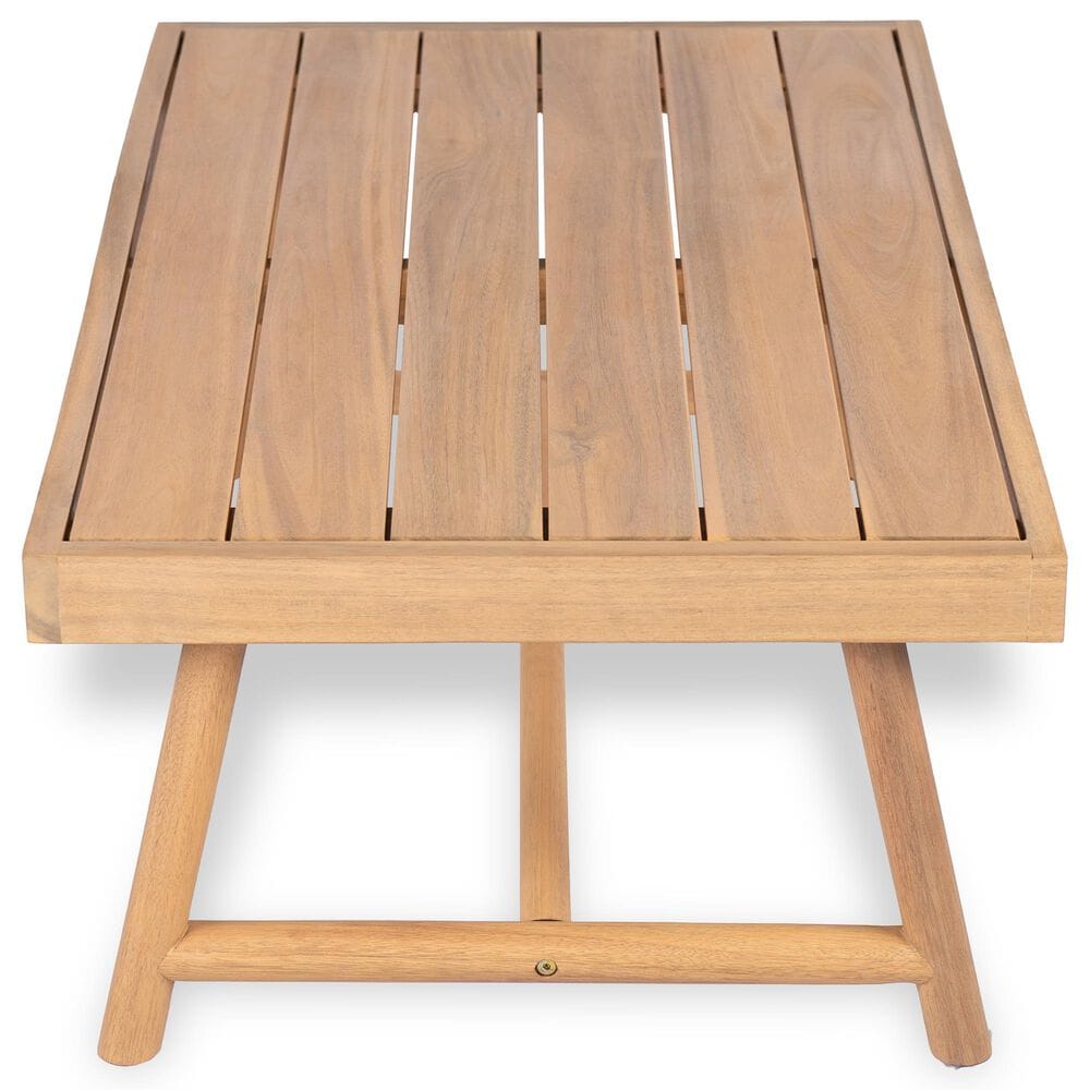 Hearth and Haven 2-Piece Outdoor Acacia Wood Chat Set with Coffee Table in Beige, , large