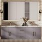 Lexora Home Geneva 60" Double Bathroom Vanity in Dark Grey with 2 cm White Carrara Marble Top and Rectangular Sinks, , large